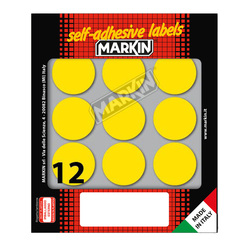 Etichetta adesiva giallo tonda Ã34mm (10fogli x 12etichette) Markin