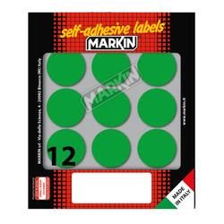 Etichetta adesiva verde tonda Ã34mm (10fogli x 12etichette) Markin