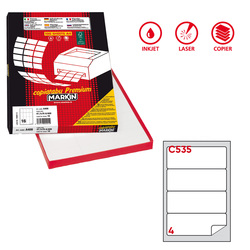 Etichetta adesiva C/535 bianca 100fg A4 190x61mm c/angoli arrot. (4et/fg) Markin