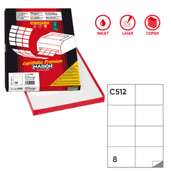 Etichetta adesiva C/512 bianca 100fg A4 105x74,25mm (8et/fg) Markin