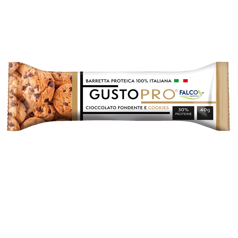 Barretta proteica GustoPro 40gr cioccolato fondente e cookie Falco
