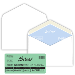 25 buste SILVER MATIC FSCR gommata bianca s/finestra 120x180mm 80gr Pigna Envelo