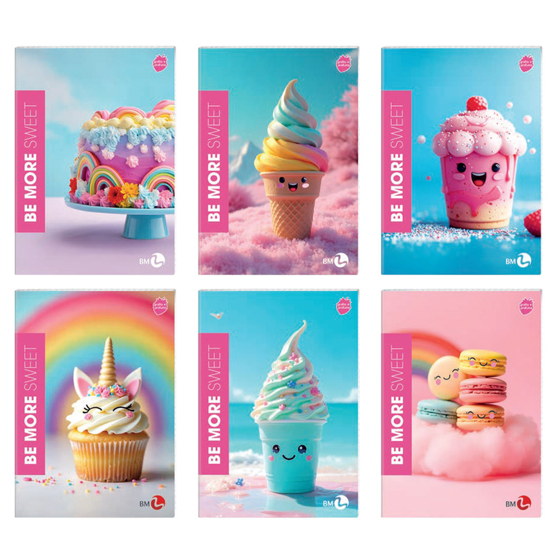 Maxiquaderno alta fogliazione A4 48fg+2 100gr rigo di 1a Be More Sweet BM