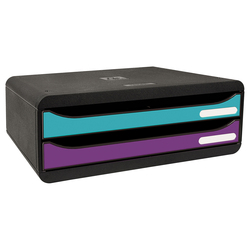 Cassettiera Toolbox  2 cassetti Titane colori assortiti Exacompta