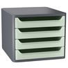 Cassettiera 4 cassetti 1400 F grigio-verde salvia First by Cep