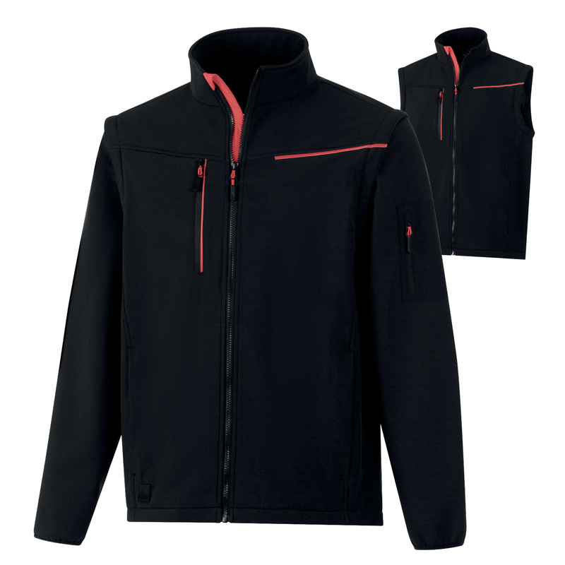 Softshell 2in1 Soccia tg L nero/rosso Deltaplus