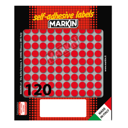 Etichetta adesiva rosso tonda D10mm (10fogli x 120etichette) Markin