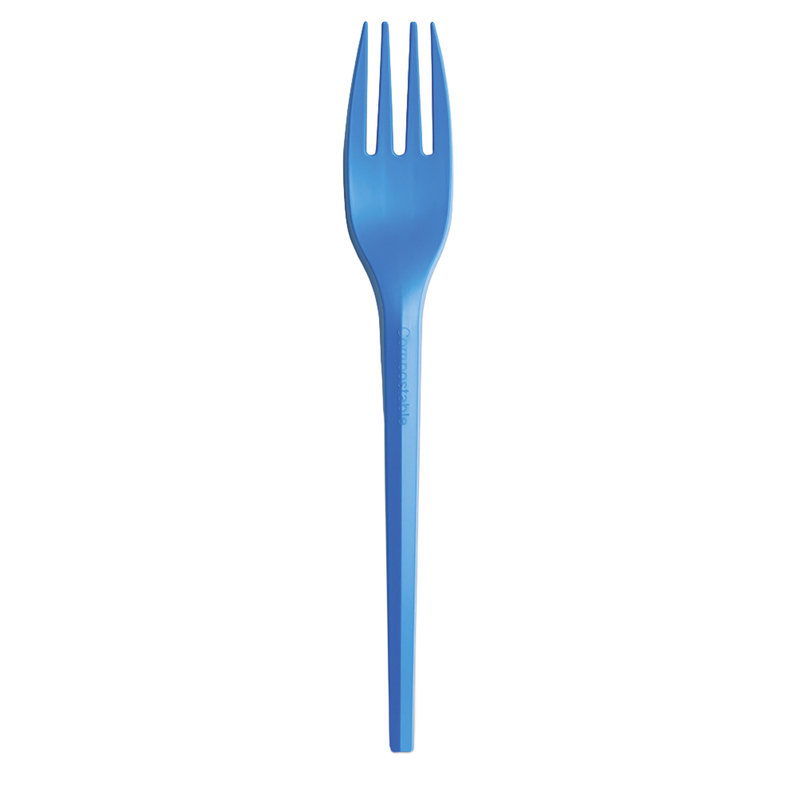 20 forchette monouso Ecocolor in CPLA 16cm blu Big Party