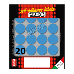 Etichetta adesiva blu tonda D27mm (10fogli x 20etichette) Markin