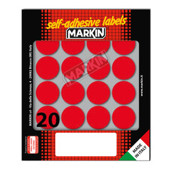 Etichetta adesiva rosso tonda D27mm (10fogli x 20etichette) Markin