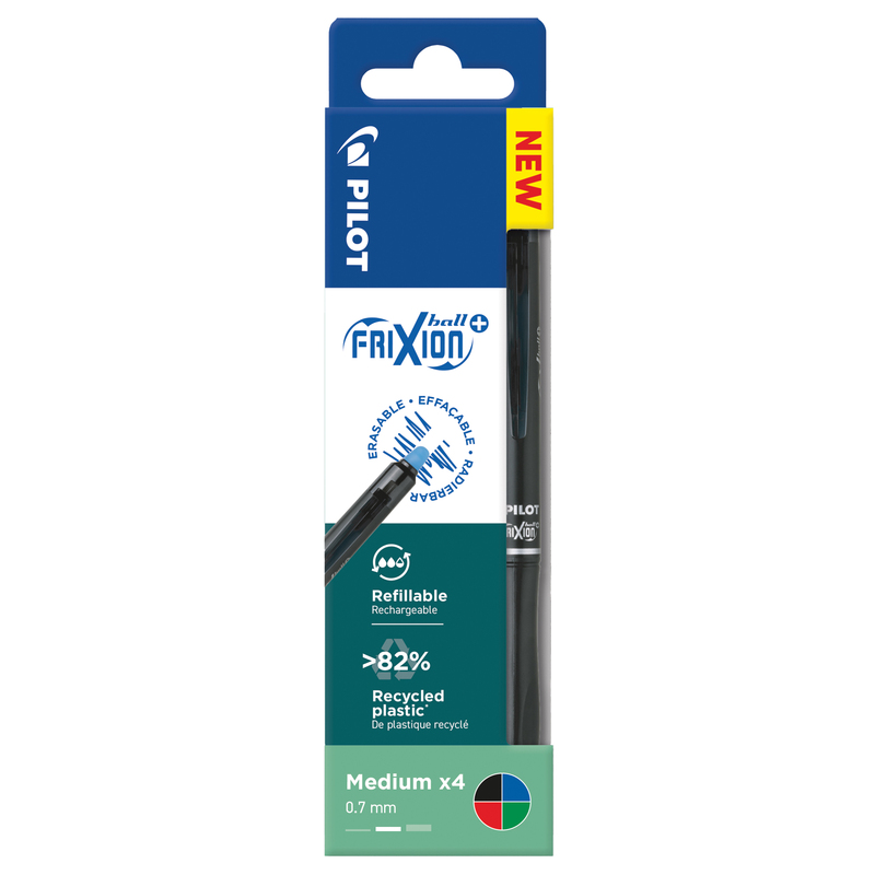Astuccio 4 penna sfera a scatto FrixionBall+ 0,7mm colori assortiti Pilot