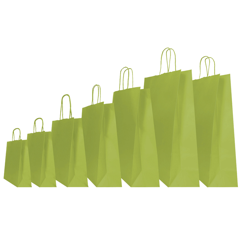 25 shoppers carta kraft 45x15x50cm twisted verde fagiolo