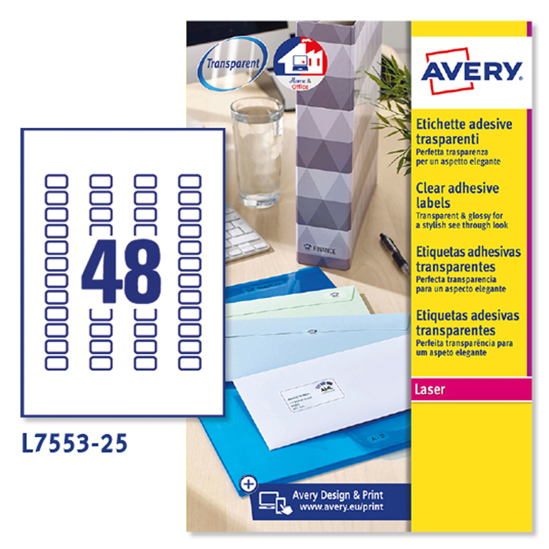 Poliestere adesivo L7553 trasparente 25fg A4 22x12