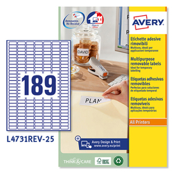 Etichetta adesiva L4731REV bianca rimovibili 25fg A4 25