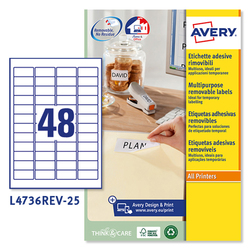Etichetta adesiva L4736REV bianca rimovibili 25fg A4 45