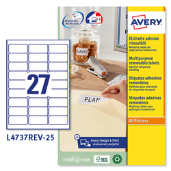 Etichetta adesiva L4737REV bianca rimovibili 25fg A4 63