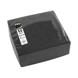 Conf 50 tovaglioli cocktail 2 veli 20x20cm carta nero Pro Nappe