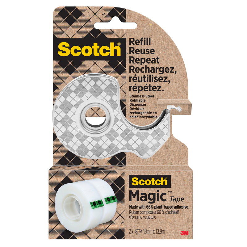 Dispenser in acciaio con 2 rotoli ScotchR Magic  19 mm x 13,9 m