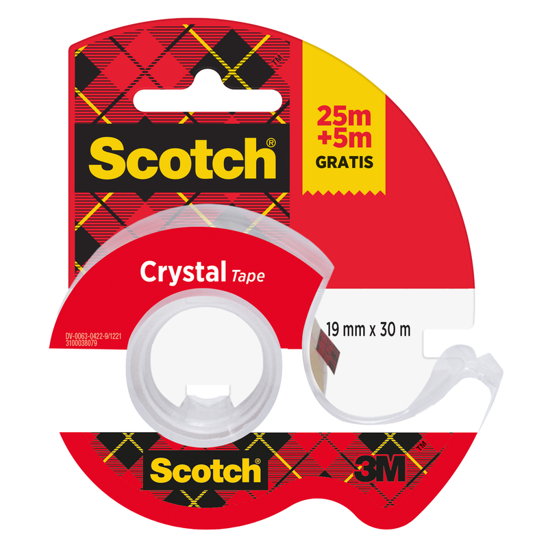 Nastro adesivo in chiocciola ScotchR Crystal clear 600 19mm x 25m+5m gratis
