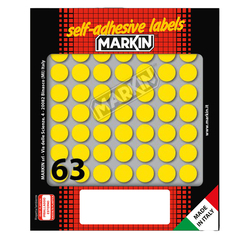 Etichetta adesiva giallo tonda D14mm (10fogli x 63etichette) Markin