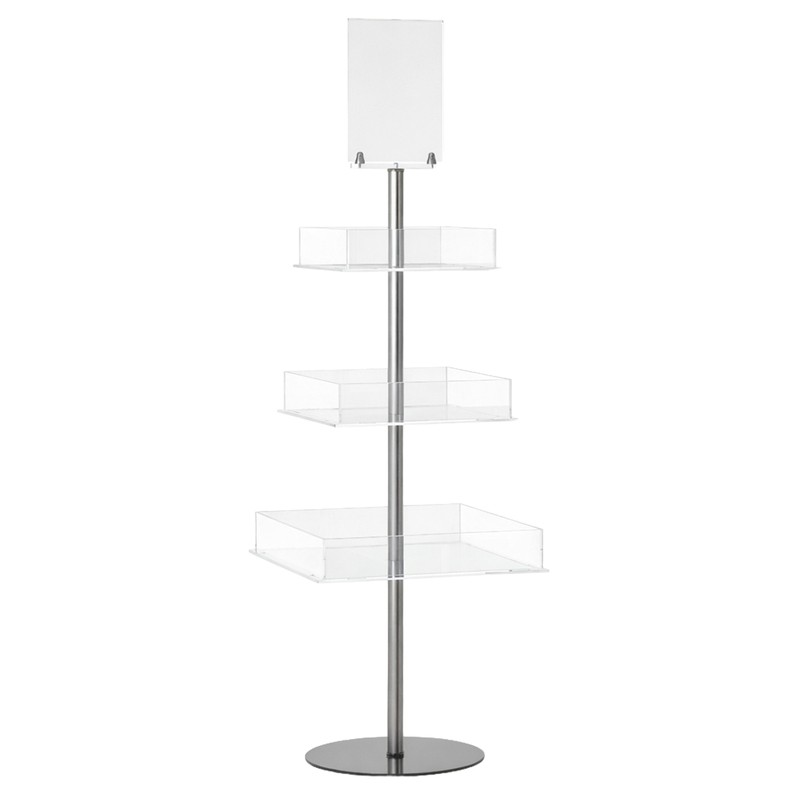 Espositore a piramide su tre livelli 50x50x156cm Tecnostyl