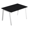 Scrivania lineare Easy struttura bianca gambe inclinate 120X80cm nero venato
