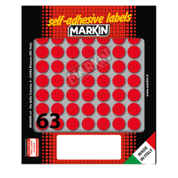 Etichetta adesiva rosso tonda D14mm (10fogli x 63etichette) Markin