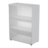 Armadio medio ante vetro 90x45,8xH123cm con struttura grigio