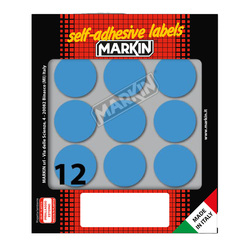 Etichetta adesiva blu tonda D34mm (10fogli x 12etichette) Markin