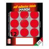 Etichetta adesiva rosso tonda D34mm (10fogli x 12etichette) Markin
