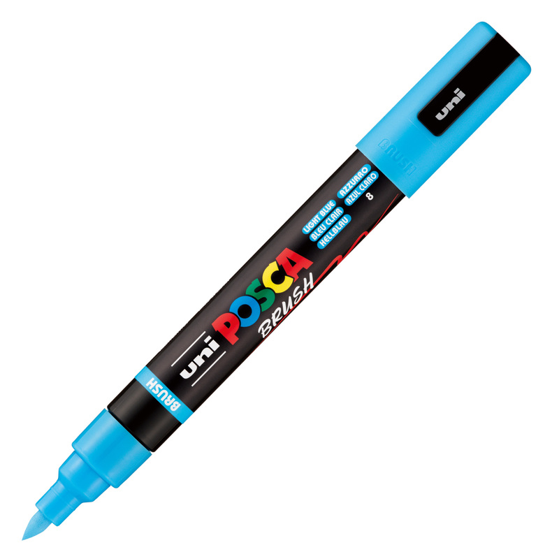 Marcatore Uni Posca PC5MBR punta brush 1.0 - 4.0mm azzurro Uni Mitsubishi