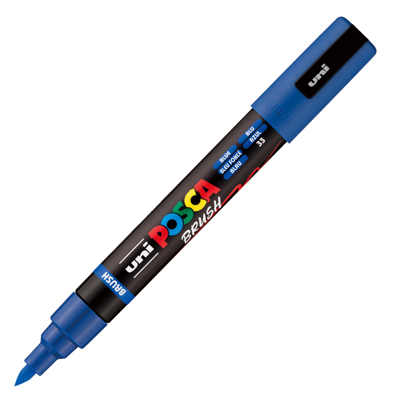 Marcatore Uni Posca PC5MBR punta brush 1.0 - 4.0mm blu Uni Mitsubishi