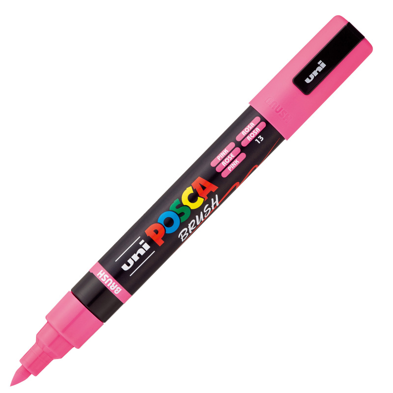 Marcatore Uni Posca PC5MBR punta brush 1.0 - 4.0mm rosa Uni Mitsubishi