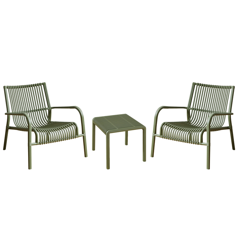 Set da giardino Bamby con poltrone e tavolino verde Verdelook