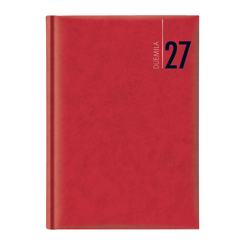 Agenda giornaliera 2027 dim.17x24cm cop. in carta imbottita rosso
