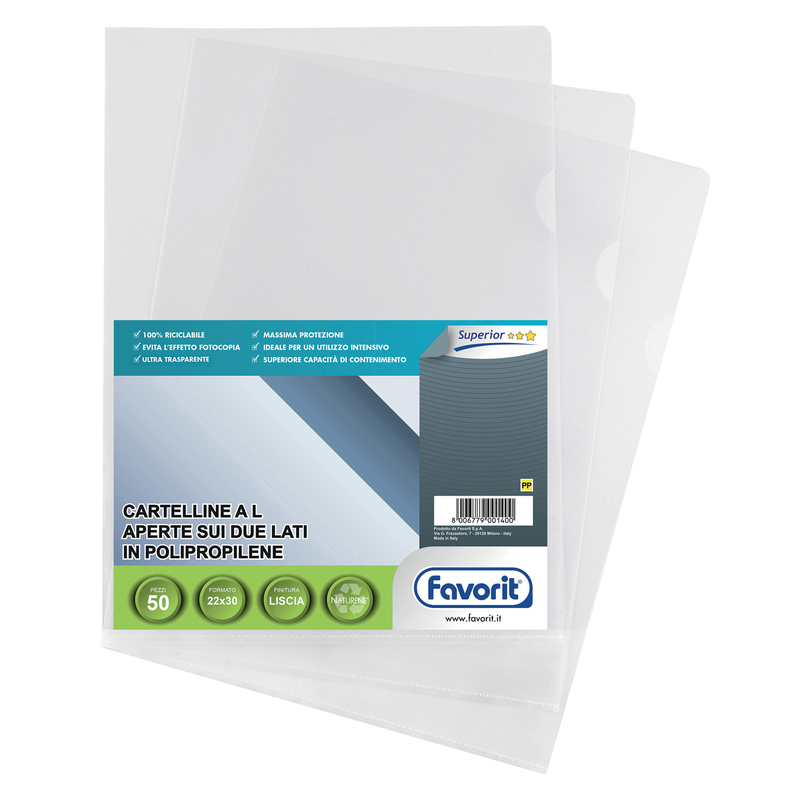 50 CARTELLINE A L 22X30 PRATIC 78/15 SUPERIOR PPL 01/0201 LISCIA FAVORIT