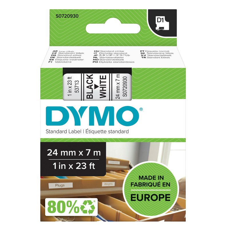 NASTRO DYMO TIPO D1 (24MMX7MT) NERO/BIANCO 537130