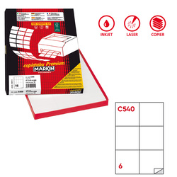 Etichetta adesiva C/540 bianca 100fg A4 105x99mm (6et/fg) Markin