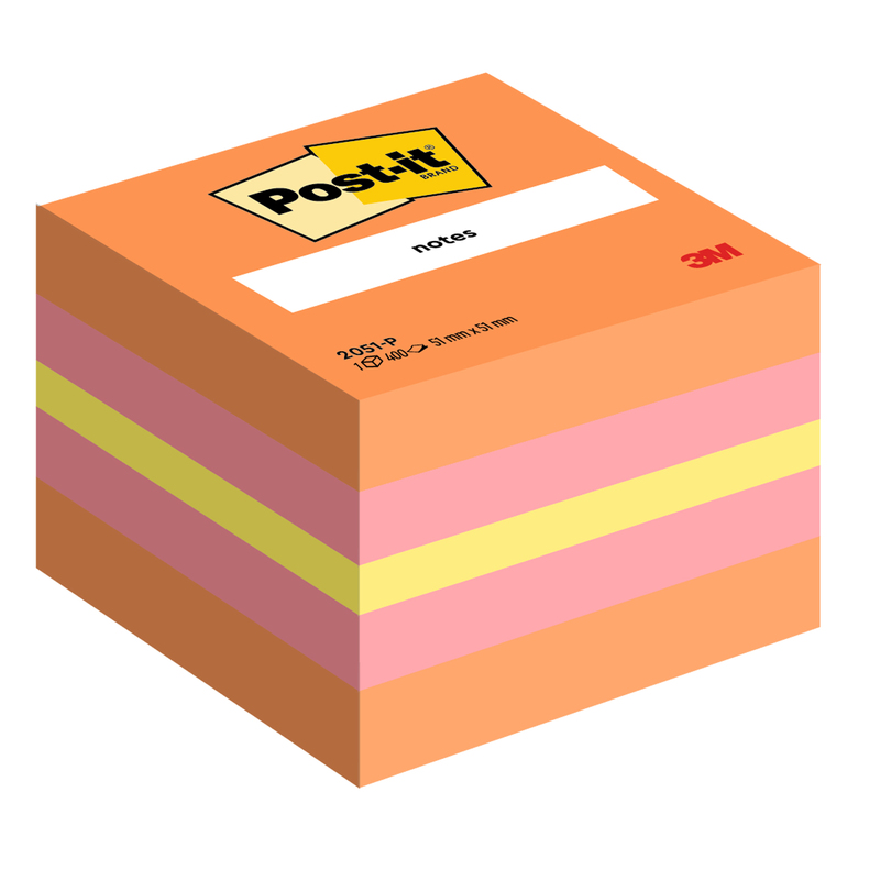 BLOCCO MINICUBO 400foglietti Post-itÂ® 51x51mm 2051-P MELONE/ROSA GUAVA