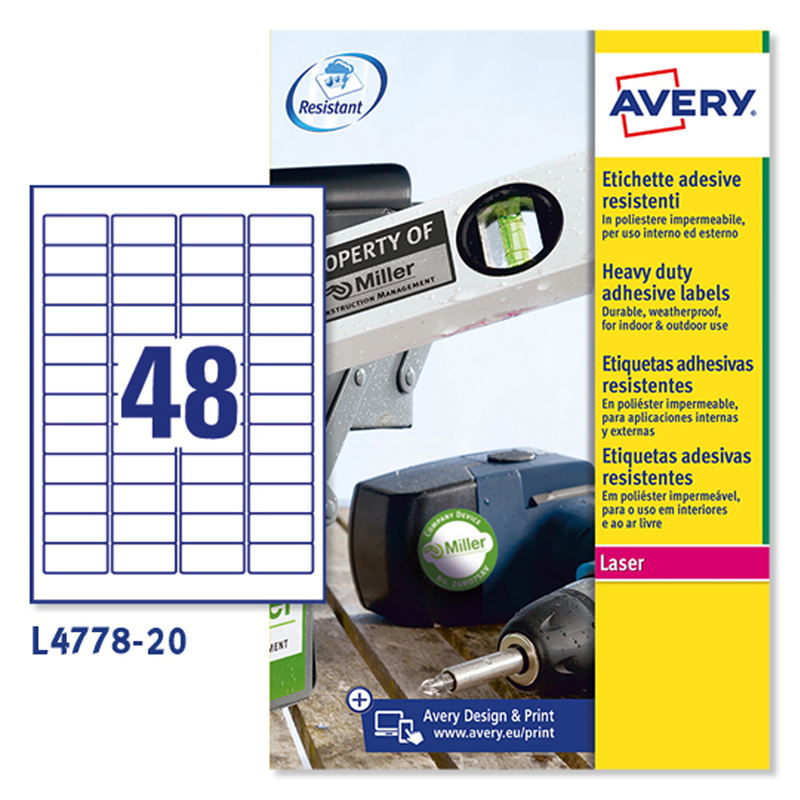 Poliestere adesivo L4778 bianco 20fg A4 45