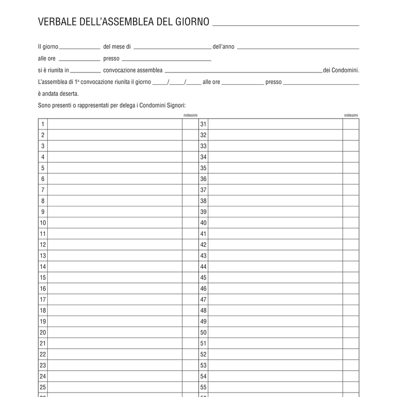 REGISTRO VERBALI ASSEMBLEA CONDOMINIO 96PAG 31X24