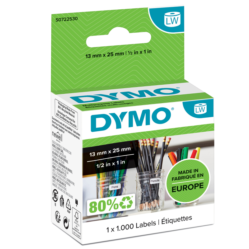 ROTOLO 1000 ETICHETTE MULTIUSO RIMOV. 13X25MM X DYMO LW 113530