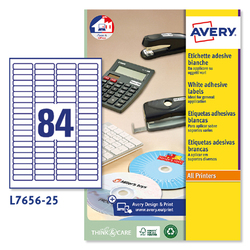 Etichette adesive L7656 bianche 25fg A4 46x11,1mm (84et/fg) inkjet/laser Avery
