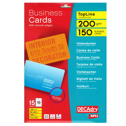 TASCHETTA 15FG DA 10 BIGLIETTI VISITA BIANCO 200GR ARROTONDATI BORDO LISCIO