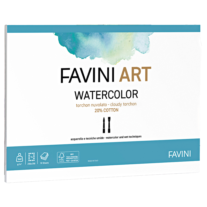 Blocco ACQUERELLO 10fg 340gr 35X50cm FAVINI