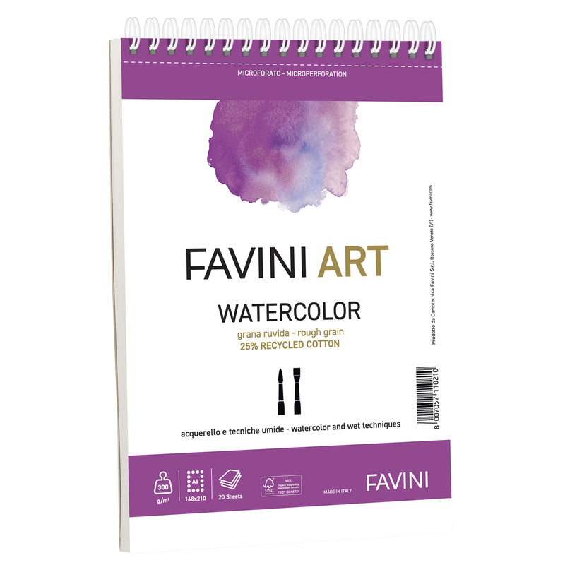 Blocco spiralato Watercolor Favini Art 20fg 300gr A5