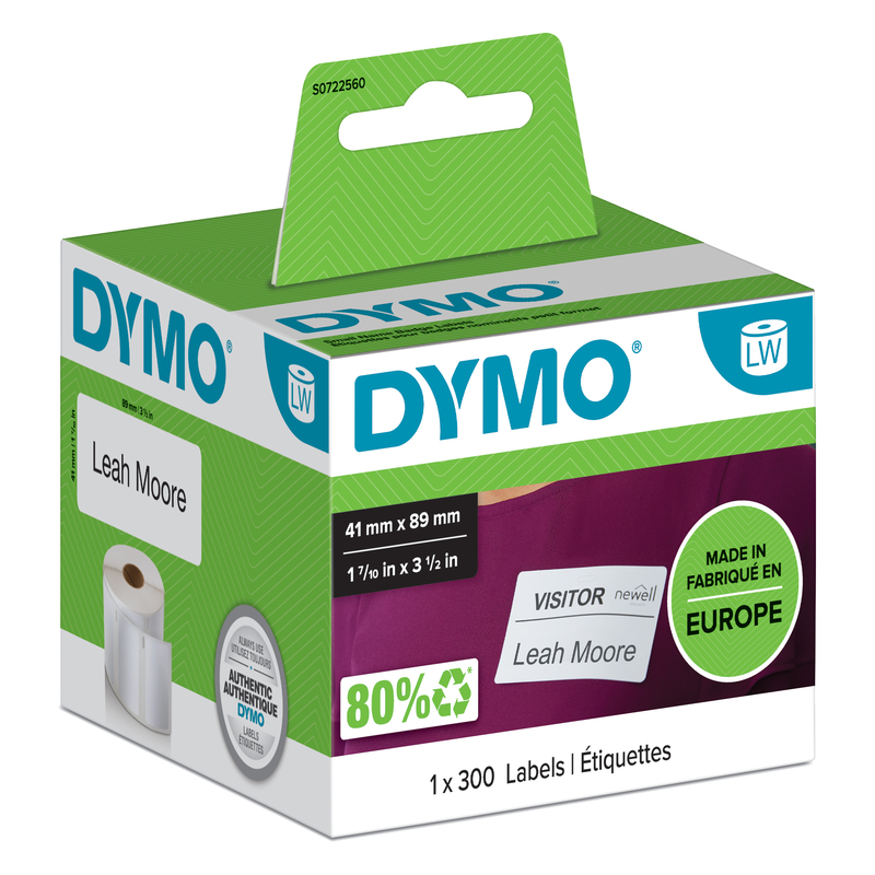 ROTOLO 300 ETICHETTE BADGE RIMOV. 41X89MM X DYMO LW 113560