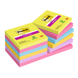 BLOCCO 90foglietti Post-itÂ® Super Sticky 76x76mm ULTRACOLOR 654-12SSUCC