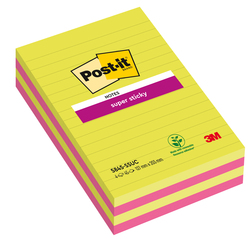 BLOCCO 45foglietti Post-itÂ® Super Sticky 127x203mm righe ULTRACOLOR 5845-4SSUC