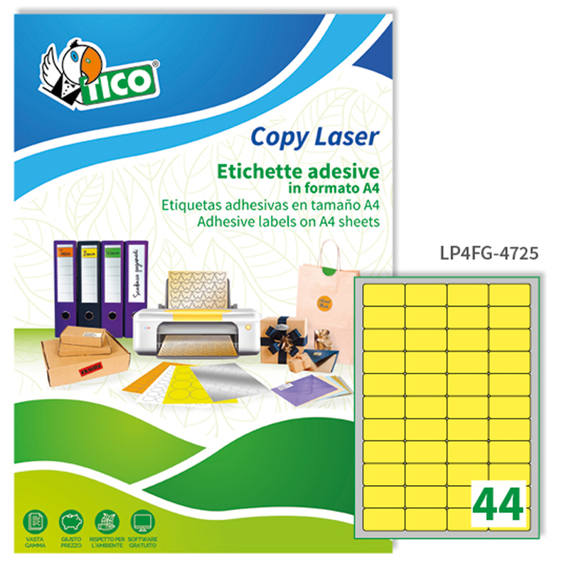 Etichetta adesiva LP4F giallo fluo 70fg A4 47